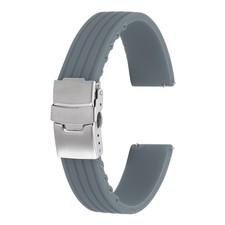 Silicone Watch Bands 18mm Soft Watch Bands with Silver Snap Buckle, Gray