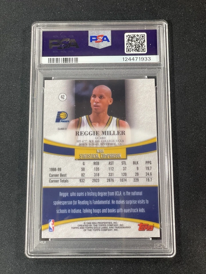 💎 REGGIE MILLER 1999-00 Topps Gold Label Clase 3 #42 SSP PSA Como Nuevo Pop 3, 2^ 💎 Foto 2 de 2