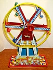 Vtg 1950s Tin Litho Wind-Up Ferris Wheel Giant Ride Ohio Art Co. Clean- Works!