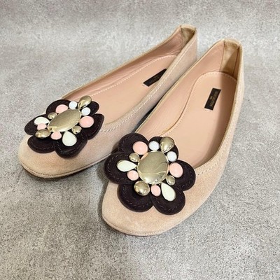Authentische Louis Vuitton Paris - Blush Jeweled Suede Ballerinas 38