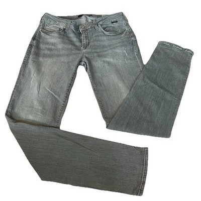Mavi Emma Slim Boyfriend Stretch Denim Destroyed Steel Blue Jeans Womens Size 30