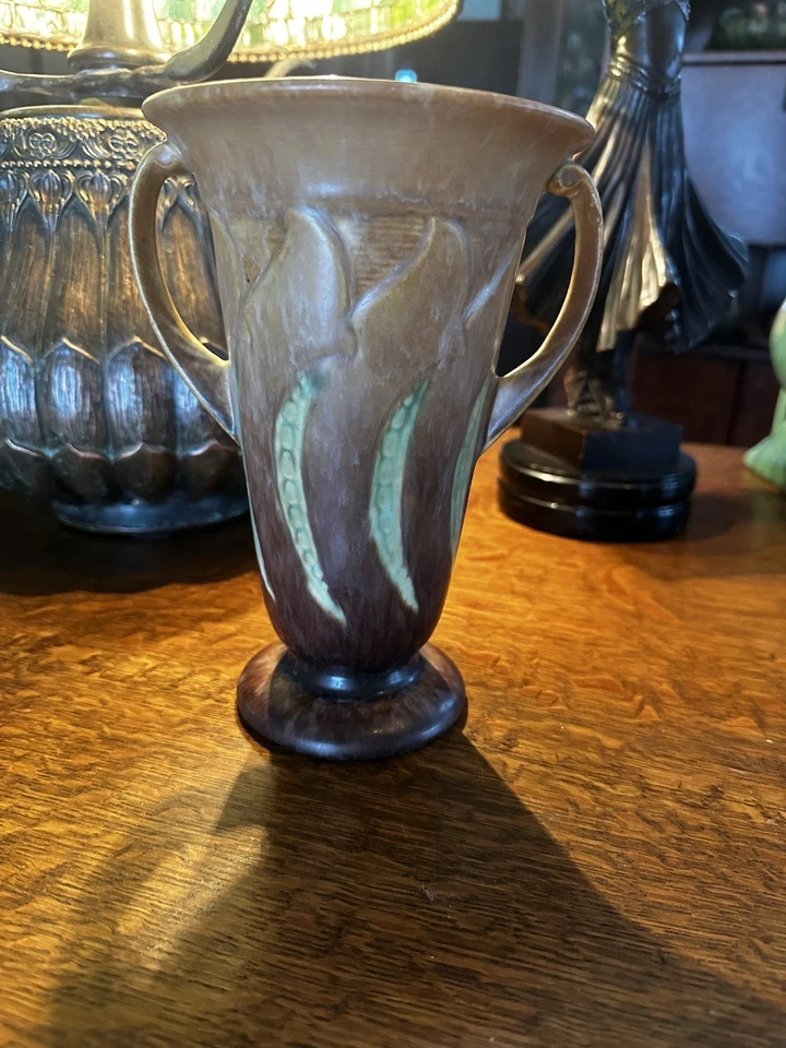 Roseville Falline Vase Brown 646-8 - Image 2 of 4