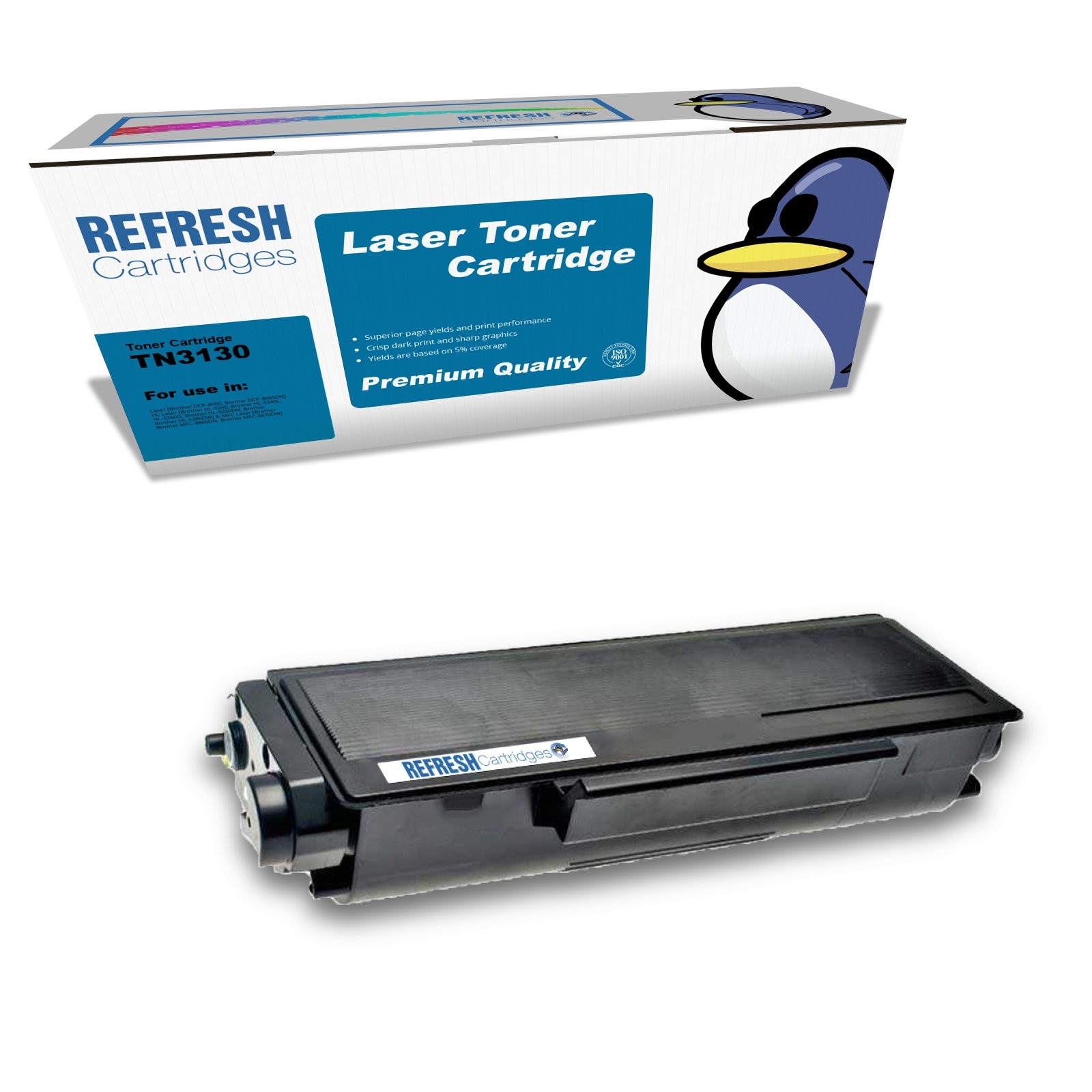 Refresh Cartridges Black TN3130 Toner Compatible With Brother Printers