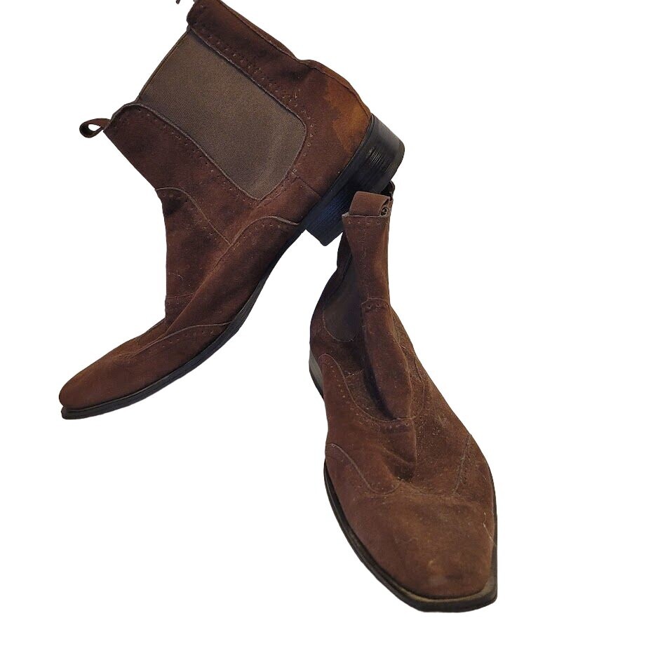 Banana Blues Mens Chelsea Pull On On Suede Ankle Boots Brown 