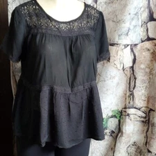 NWT Jolt Women Black Short Sleeve Blouse S