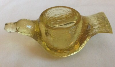 Amber Glass Bird-in-Flight Open Salt Cellar - 3 1/2'' x 1 3/4'' x 1 7/16'' tall