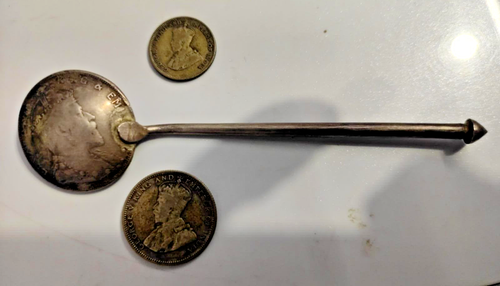 Old3coin Straits Settlements (British Malaysia) 50 (in spoon),20,10 cents - Picture 2 of 12