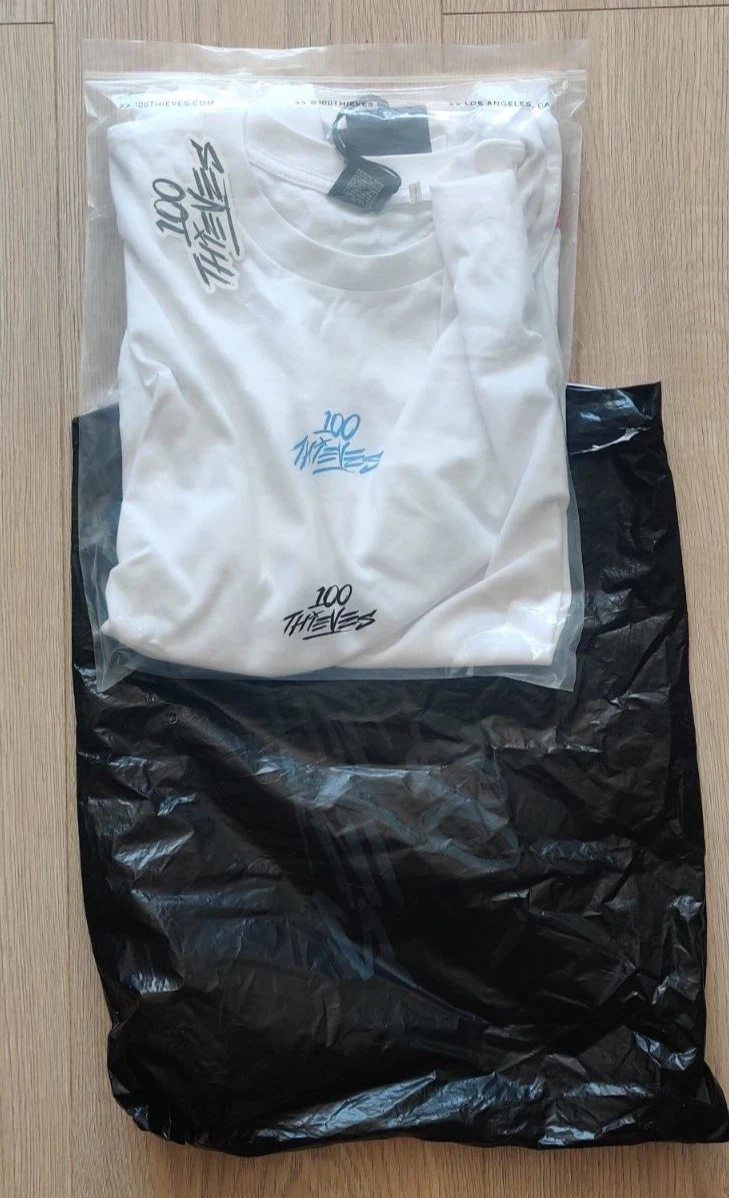 100 Thieves NO CAMPING LS 2020 T-SHIRT - WHITE - MEDIUM - UNUSED