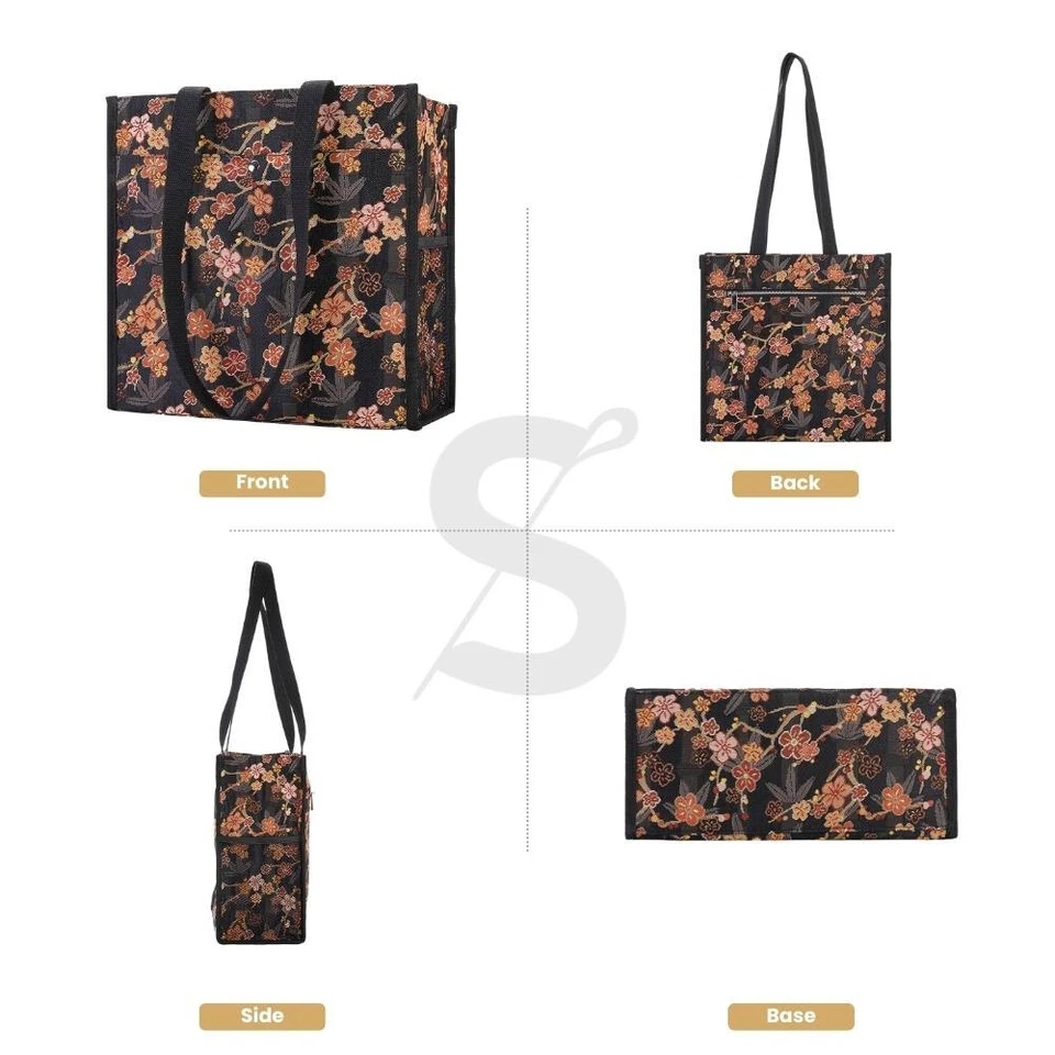 Signare Tapestry Shopping Bag Tote in Ume Sakura Floral Design - Image 2 of 4