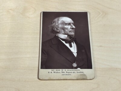 Antikes S.A. Walker CdV Foto Rt Hon W.E. Gladstone Inman's Drogerien Werbung