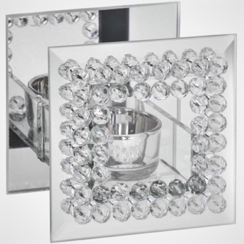 The Leonardo Collection - Diamante Square Mirrored Tealight Holder