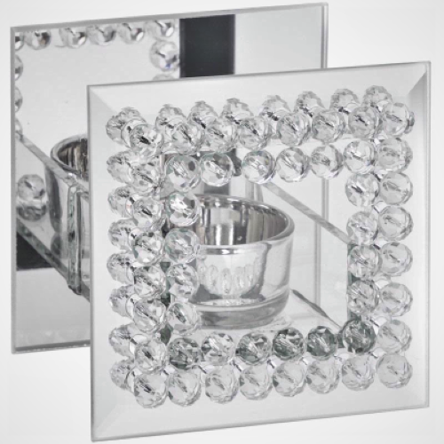The Leonardo Collection - Diamante Square Mirrored Tealight Holder