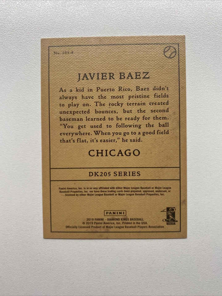 2019 Diamond Kings DK 205 8 Javier Baez Chicago Cubs New York Mets 205-8 - Image 2 of 2