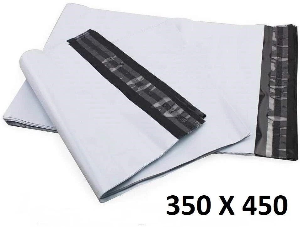 5X Enveloppe Plastique 350x450+40mm Adhésif Blanche Opaque Indéchirable 60u - Photo 1/2