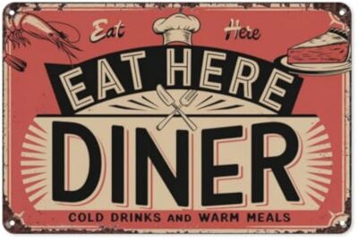 Eat Here Goof Food Diner Retro Vintage  Tin Metal Signs Home Décor 8x12