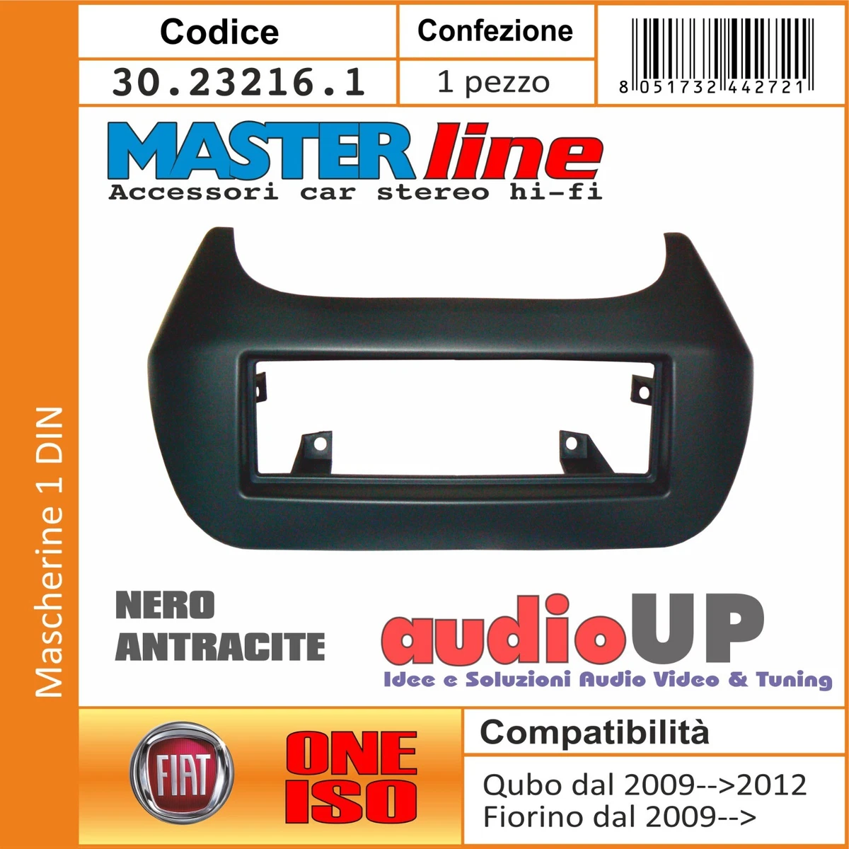 Mascherina Radio 1 DIN Grigia Per Fiorino, Qubo, Nemo E Bipper | Adattatore Per Autoradio Aftermarket Dal 2008