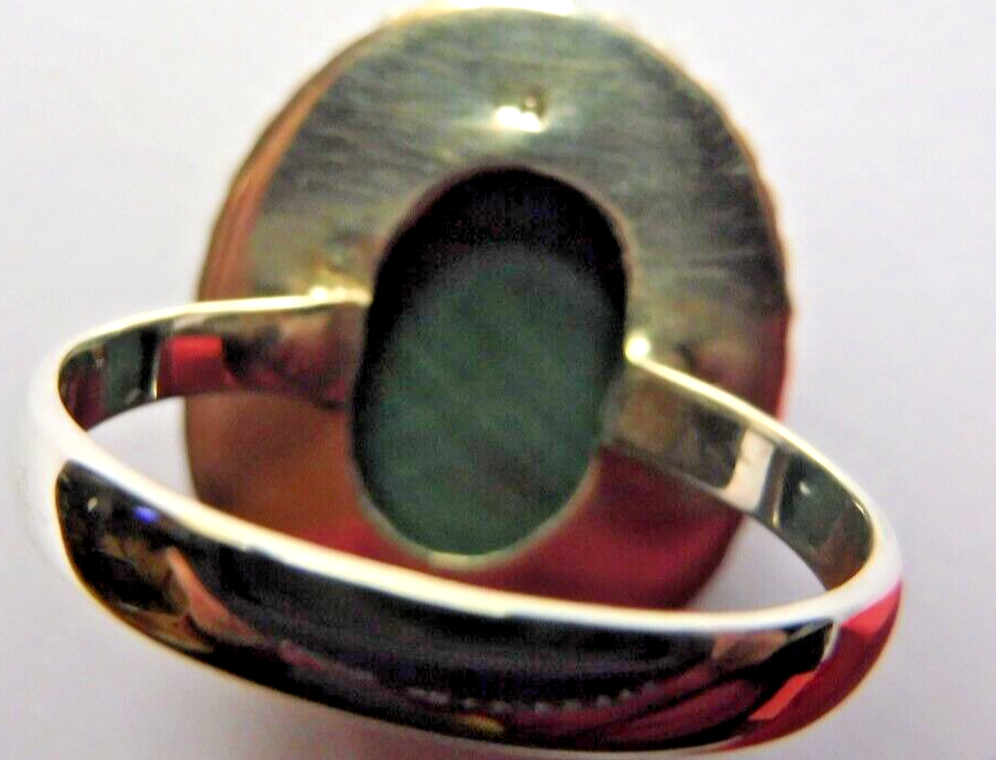 Bague En Argent Massif 925 Sertie D'une Malachite Naturelle Ronde 22 Mm - Taille 59, Made In France