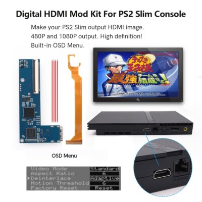 PS2 Slim Digital HDMI Kit Digital to Digital HDMI Mod Kit For PS2 Slim Console