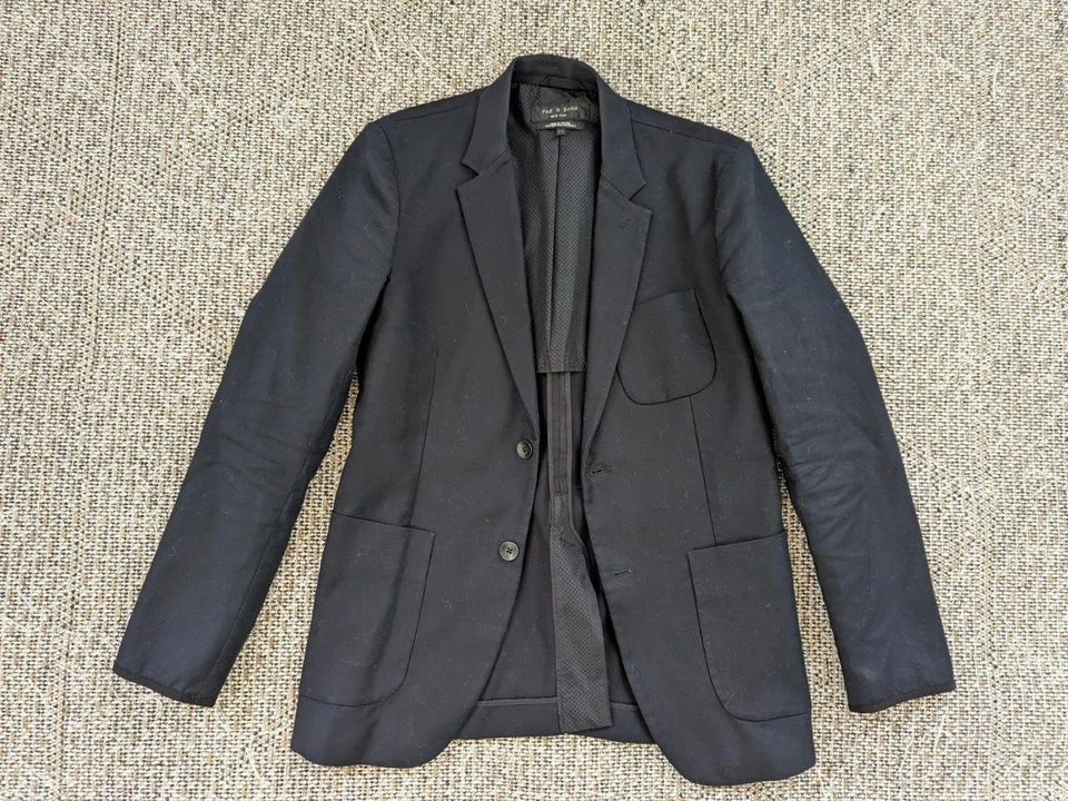 USA made RAG & BONE blazer jacket 36 black FORMAL tuxedo cotton - Image 3 of 4