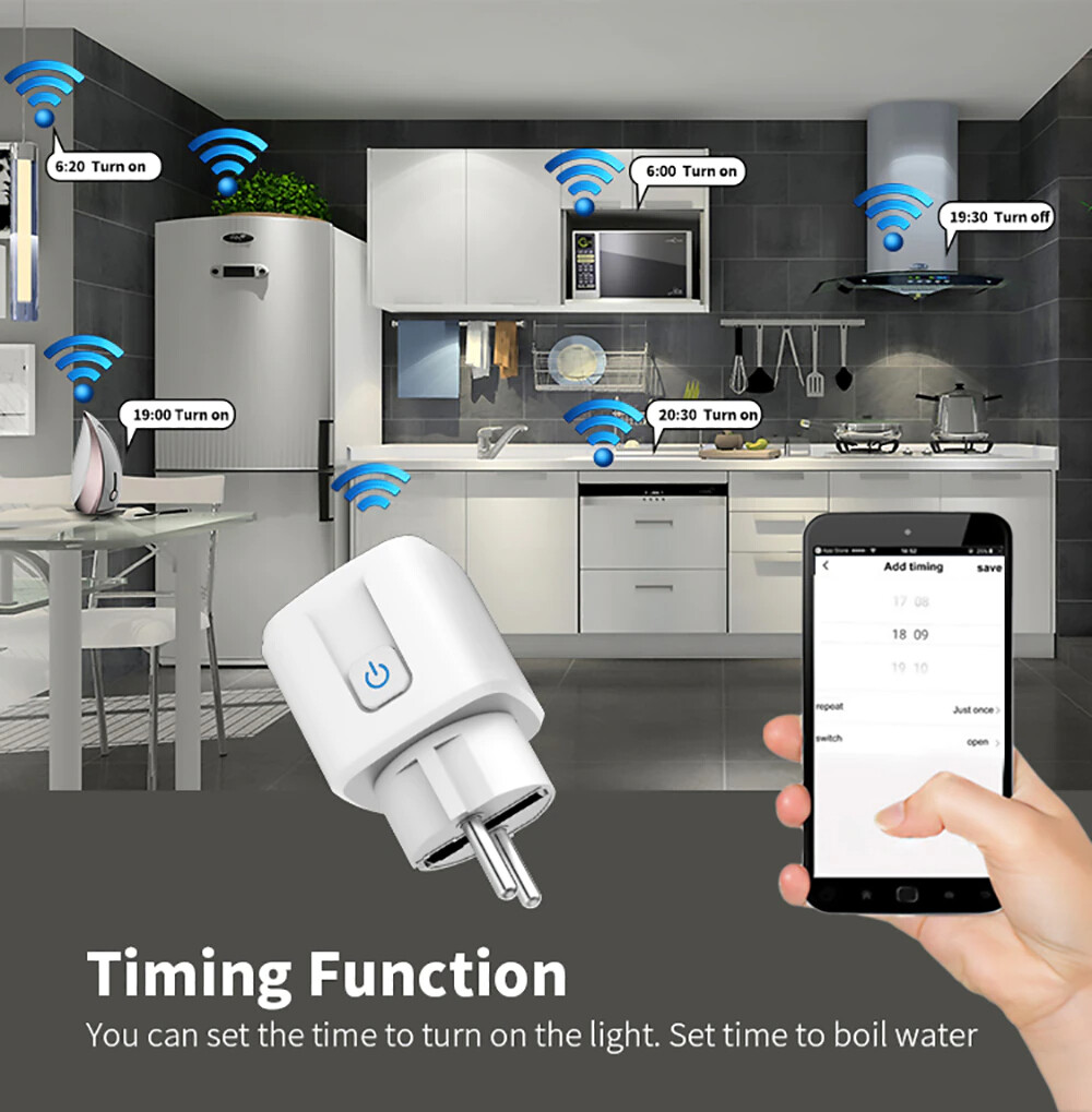 16A EU Smart Wifi Power Plug with Power Monitor Smart Home Wifi