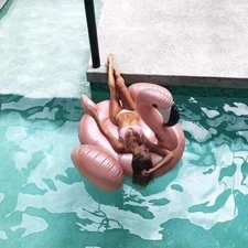 59" Giant Inflatable Gold Flamingo Pool Float Beach Swimming Tube Floaties Toy