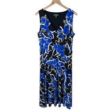 Lauren Ralph Lauren Womens Carana Print V Neck Sleeveless A-Line Jersey Dres 12
