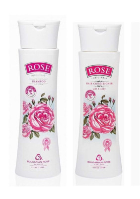  Rose Hair Shampoo+ Conditioner Bulgarian Rose Natural Pure Oil water 200+200ml 