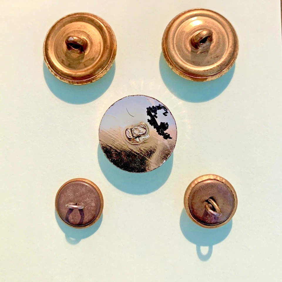 Gold Anchor Metal/Plastic Shank Buttons 22mm x3 14mm & 15mm x2 Vintage Military - Image 2 of 2