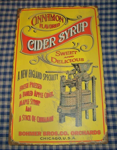 Rustic Advertising Tin/Meal Sign "Cider Syrup" Vintage Farmhouse Country décor