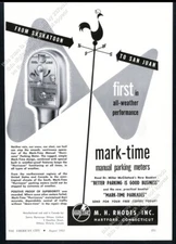 1953 Rhodes Mark Time Hurricane parking meter photo vintage trade print ad