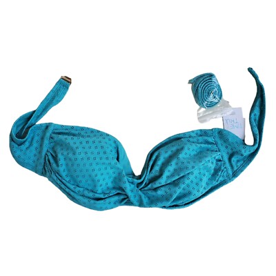 Time & Tru Bikini Top Eyelet Twist Bandeau Green Women XL 16-18 Removable Strap