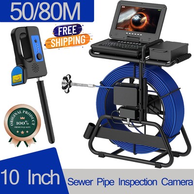 512HZ 10Inch Sewer Pipe Inspection Camera Self-Leveling Locator 7mm Cable USB DE