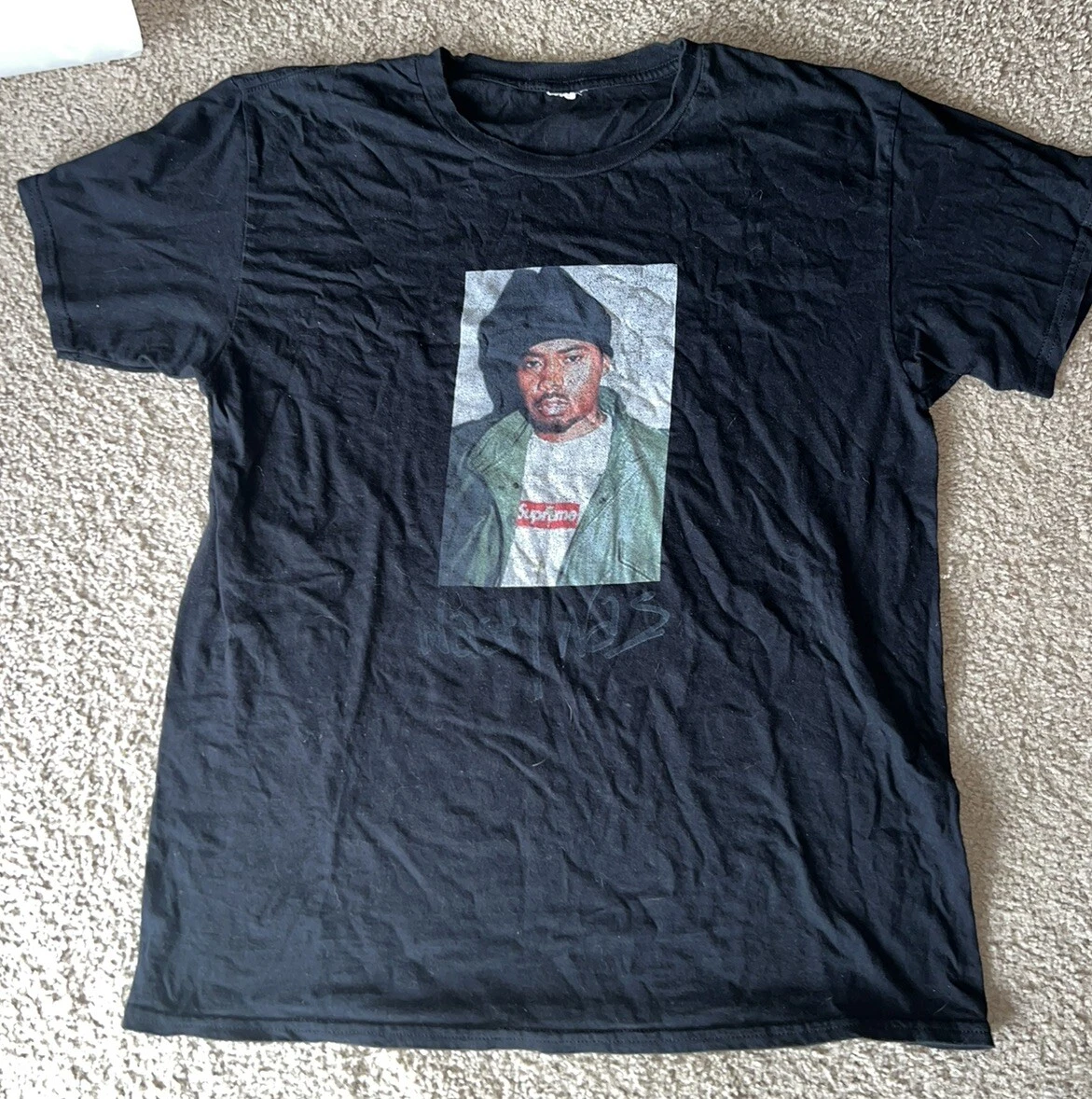 Tee shirt Supreme Nasty Nas taille M/L noir designer rap hip hop musique