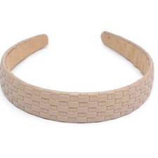 Embossed Woven Vegan Leather Headband Natural