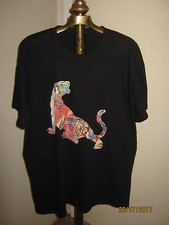 Camiseta Estampado TIGRE UNISEX XXL Negra con TIGRE Multicolor (NUEVA) "Sorprendente"