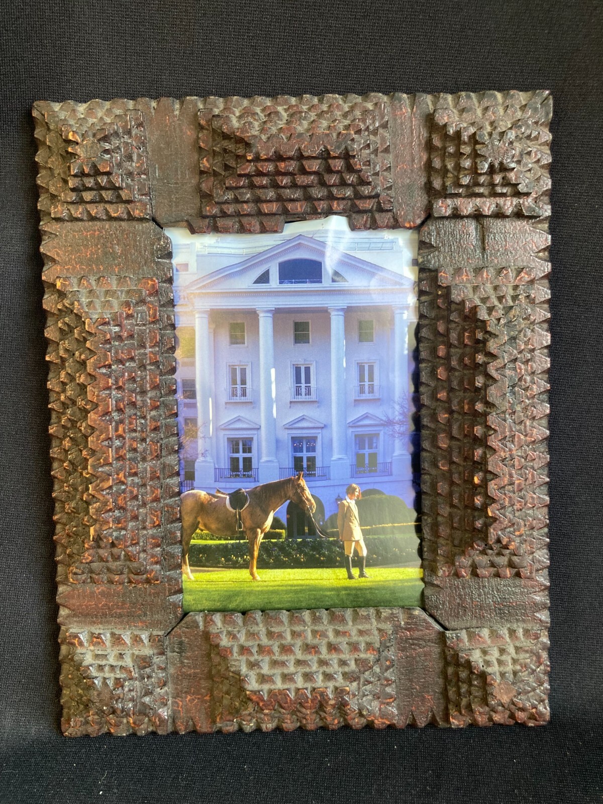 Monroe County, West Virginia Tramp Art Style Carved Wooden Art Frame