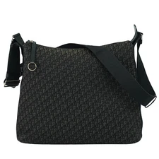 Christian Dior Trotter Canvas Shoulder Crossbody Bag Black Gray Silver