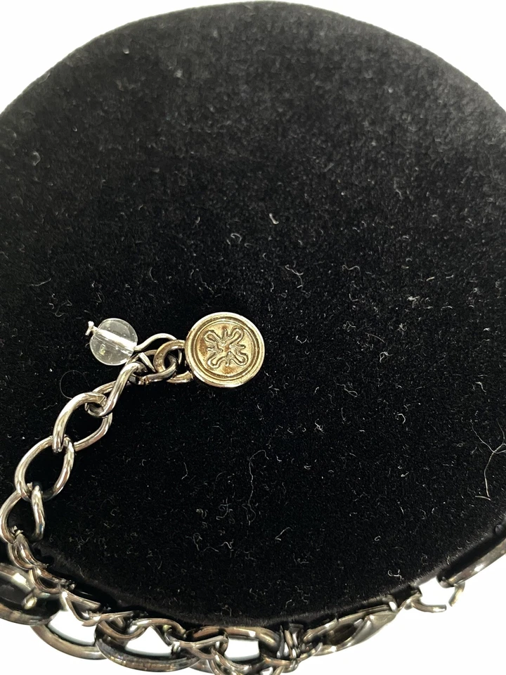 Multi Strand Rose Quartz Gun Metal Bib Necklace Beaded Butterfly Signature - Image 4 of 4