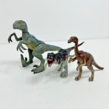 Vtg Jurassic Park Lot 3 Dinosaur Figures Velociraptor T-Rex Gallimimus 90s 00s