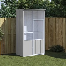 Voliere Grau 115x78x200 Cm Verzinkter Stahl Vogel Käfig Vogelvoliere Außenkäfig