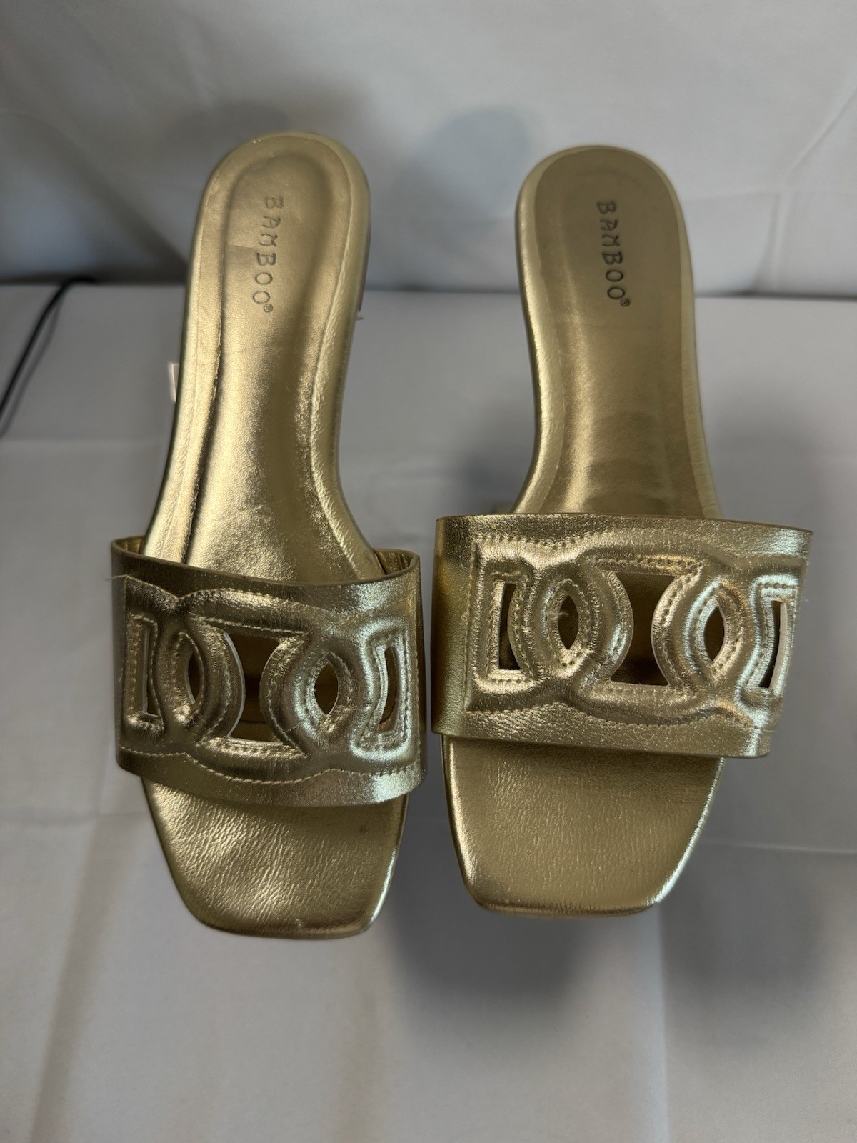 PANTOFOLA D’ORO Ciabatta bambù nuova slip on ORO PUNTA APERTA sandali donna taglia 8