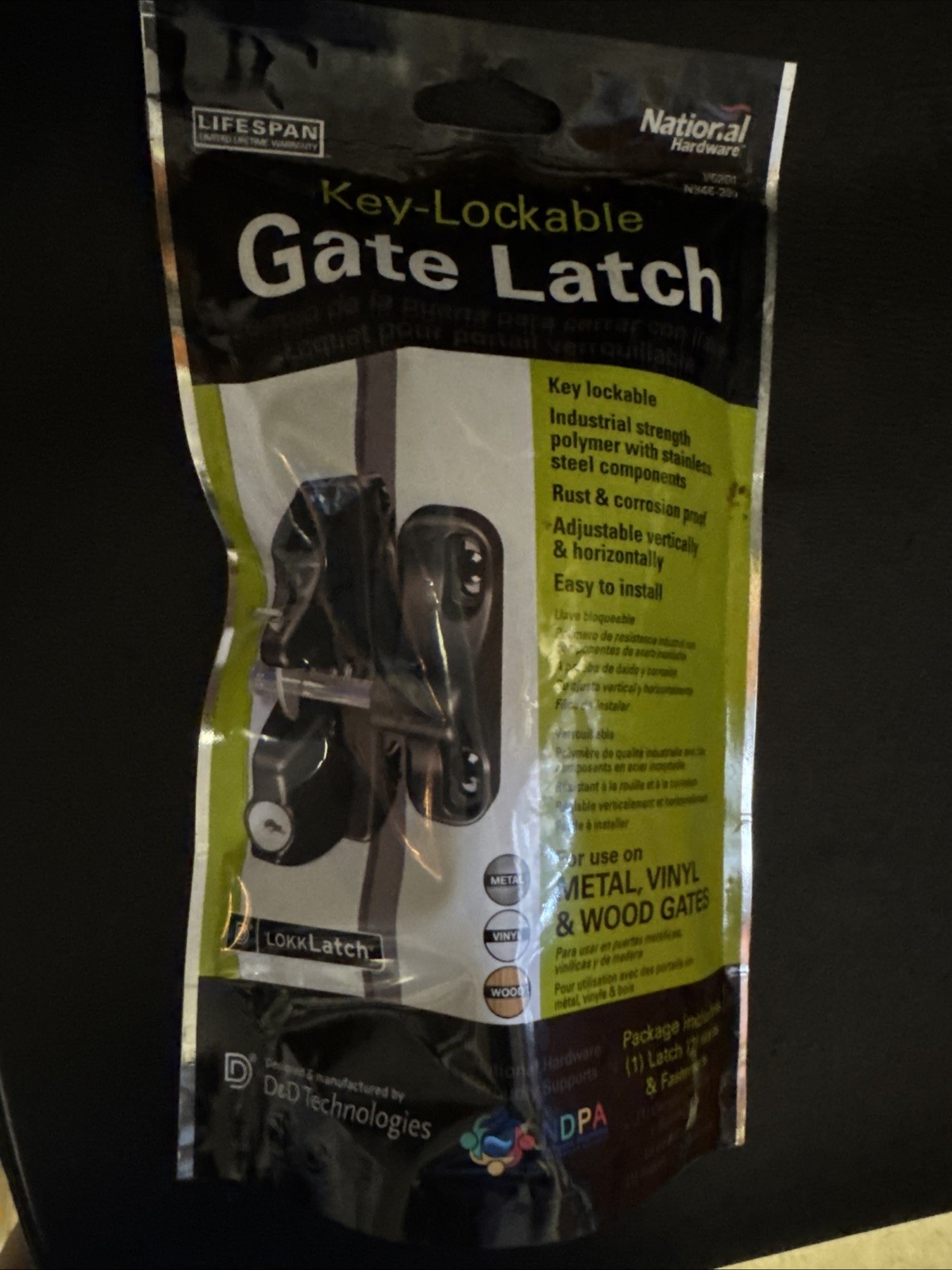 BRAND NEW Black Key Lockable Gate Latch For Security (N346-201, V6201)