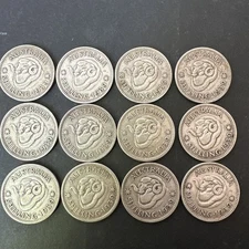 12 x 1939 Australian One Shilling Coins .925 Sterling Silver KGVI - VG+ to F