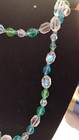 ART DECO URANIUM GLASS CZECH NECKLACE 32" CARVED CLEAR CRYSFAL BEADS GREEN GLASS — photo 8