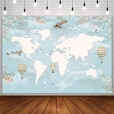 10X7Ft a New Adventure Begins Travel Backdrop Baby Shower Party Decorations for