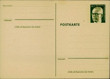 E0063 Germany 30 Pfennig Deutsche Bundespost Berlin Gustav Heinemann postal card