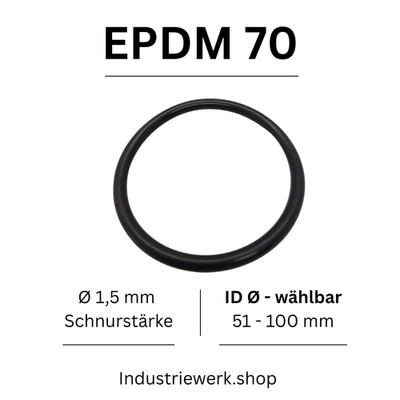 O-Ring EPDM 70 ID 51-100 x 1,5 mm Schnurstärke Dichtring Rundring O 0 Ring OR  