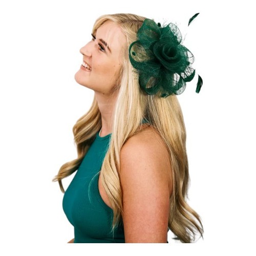 Women Fascinator Hair Clip Veil Flower Net Feather Hat Wedding Race Royal Ascot - Picture 6 of 12