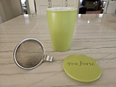 Tea Forte Cup w/Infuser Celery Green Steeping 12oz Mug & Lid