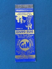 G&M Dine & Dance Bar St Paul Minnesota VTG Matchbook Cover Lt#2393